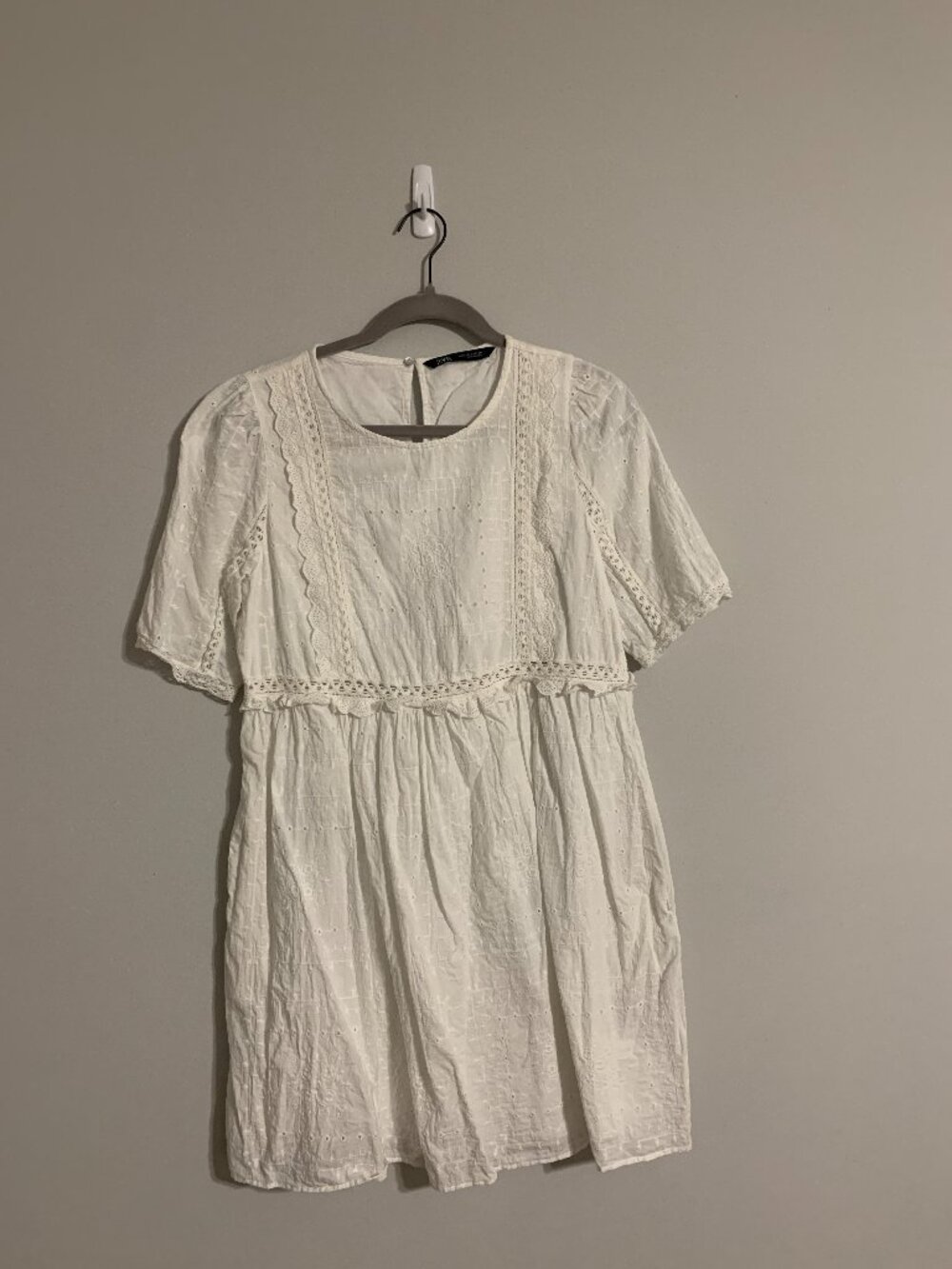 Zara White Mini Dress, Size L